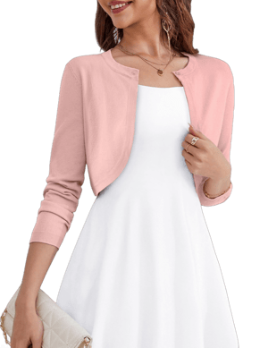 Women's Cropped Open Front Long Sleeve Knit Cardigan