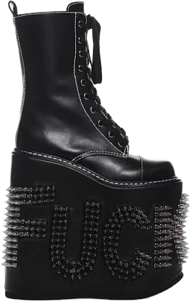 Current Mood Never Censored Platform Boots - Black - BLACK / US 11