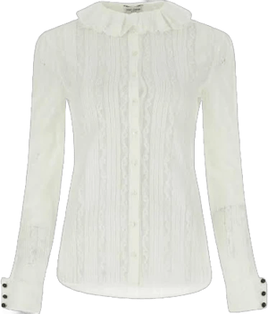 SAINT LAURENT Ivory Lace Blouse - Elegant Women's Top / 36F / White