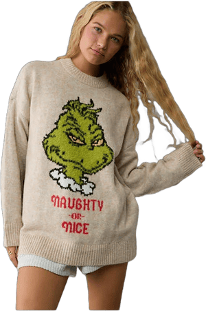 Ae Whoa So Soft Oversized Grinch Sweater