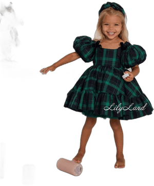 Baby Girl Puffy Sleeve Plaid Tutu Dress