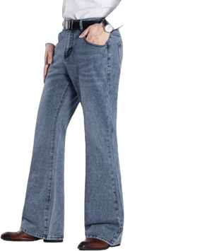 Haorun Men Bell Bottom Jeans Slim Fit Flared Denim Pants 60s 70s Retro Trousers