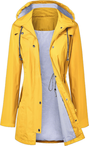 LOMON Raincoat Women Waterproof Long Hooded Trench Coats Lined Windbreaker Travel Jacket