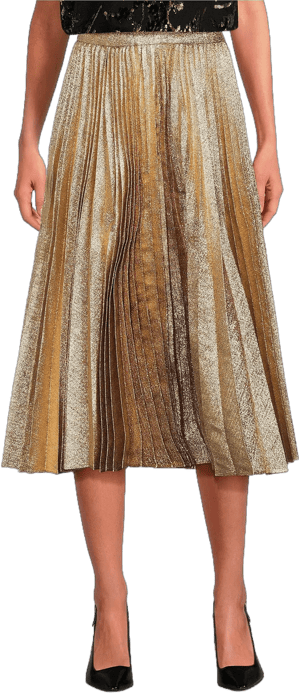 Trina Turk Faye Luminary Lam Midi Skirt with Accordion Pleats