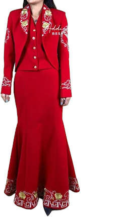 Customized For Women's 3pc Mariachi Suit Embroidered Jacket Skirt