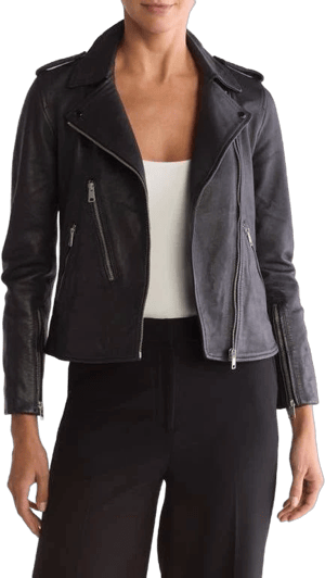 Allsaints Elva Lambskin Leather Biker Jacket