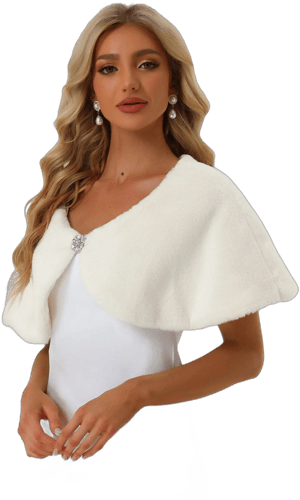 Allegra K Women's Elegant Faux Fur Shawl Bridal Wedding Party Wrap Stole Shrug