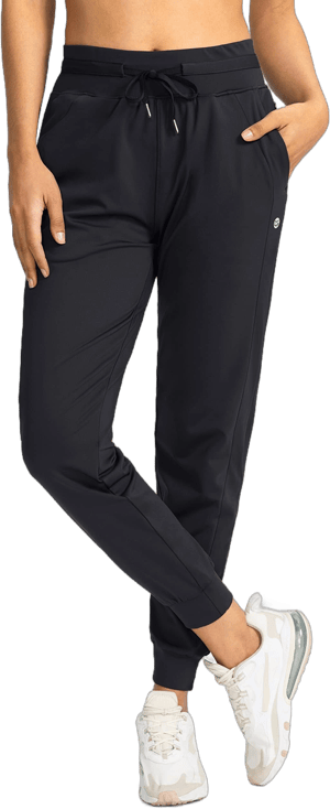 Women's High-Waisted Tapered Joggers with Zipper Pockets