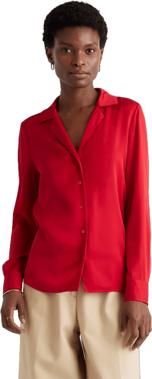 Quince Women's Washable Stretch Notch Collar Blouse