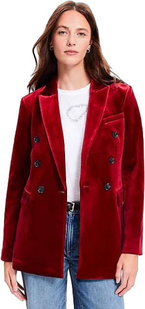 Loft Women's Petite Velvet Double Breasted Blazer