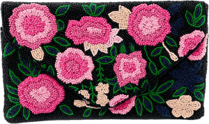 Floral Beaded Seed Bead Clutch