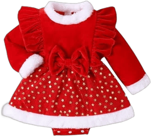 Newborn Baby Girls Velvet Santa Romper with Skirts