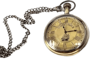 Handmade Antique Brass Elgin Pocket Watch W/ Chain Nautical Gift For