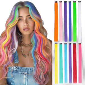 DOORES Einklipsen Farbiger Clip in Haarverlängerungen Extensions 12pcs 55cm