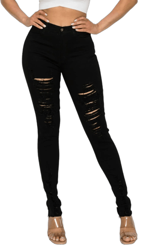 LOVER BRAND FASHION High Waisted-Rise Colored Stretch Skinny Destroyed Ripped Distressed Jeans for Women Olive Mustard RED