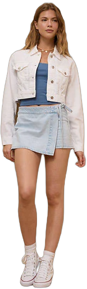 Ae Dreamy Drape Super Cropped Denim Jacket