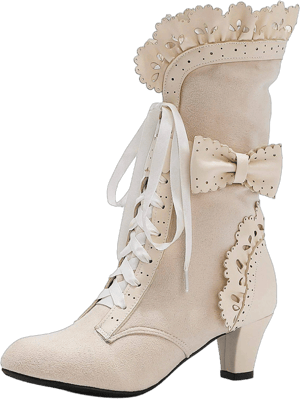 LanreyTaley Women's Mid Heel Lace Up Victorian Boots