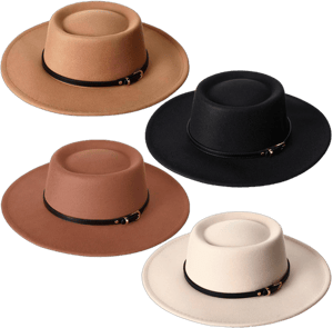 Women's Wide Brim Felt Hat with Belt Buckle