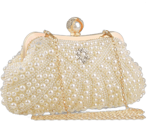 Pearl Crystal Crossbody Clutch