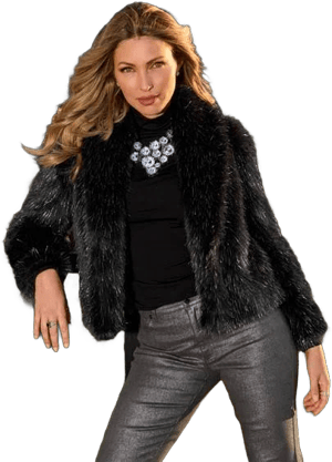 Boston Proper Metallic Faux Fur Shawl Collar