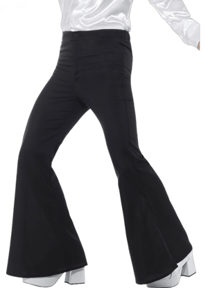 Adult Smiffys 70s Black Flared Disco Pants Mens