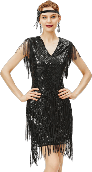 BABEYOND 1920s Flapper Sequin Beaded Dress