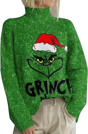 KEVCHE Women's Merry Greenchmas Grinch Christmas Sweater