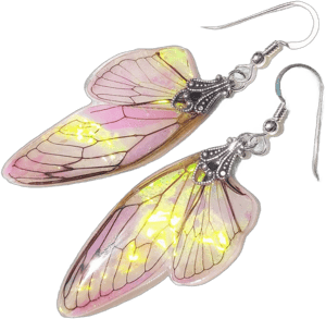 KristenJarvisART Pastel Fairy Wing Earrings Enchanting Jewelry, Iridescent Accessory for Fantasy Lovers