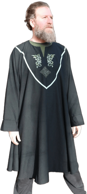 Celtic Knot Embroidery Long-Sleeve Tunic with Dragon