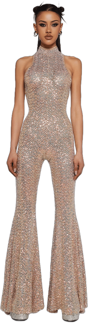 Club Exx Dazzling Nights Sequin Jumpsuit