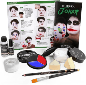 Halloween Joker/Clown Makeup, Complete Joker/Clown Makeup Kit Face Paint SFX Character Set, Professional Joker Make Up Kits for Art Costume,