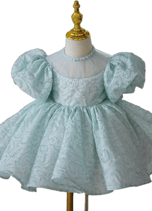 Princess Jewel Neck Tea Length Satin Flower Girl Dress