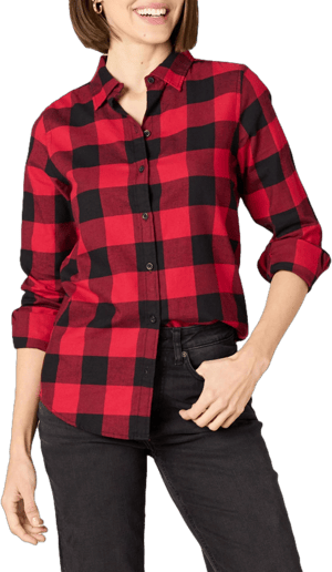 Amazon Essentials Women's Classic-Fit Long-Sleeve Plaid Flannel Shirt