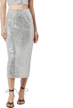 The Drop Bianca Sequin Midi Skirt