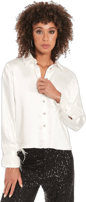 Muse Women's Collared Button-Front Long-Sleeve Satin Shirt