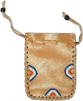 Beaded Leather Drawstring Pouch