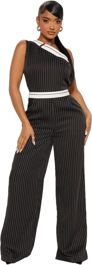 Fashion Nova Women's Pinstripe Jumpsuit