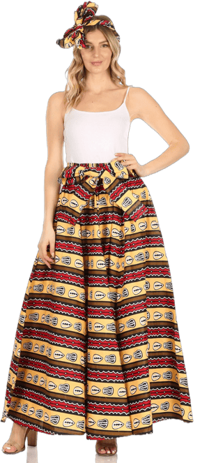 African Maxi Skirt with Scarf