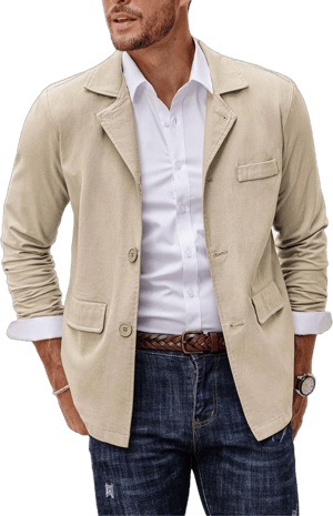 COOFANDY Men's Lightweight Linen Cotton Suit Jacket