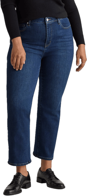 Quince Women's Stretch High Rise Straight Jeans in Organic Cotton