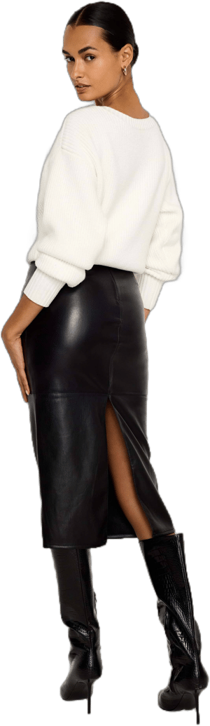 Women's Good American Better Than Leather Midi Skirt