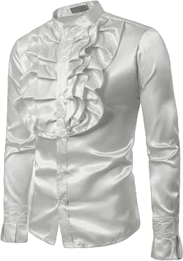 Men's Slim Fit Long Sleeve Ruffle Satin Shirt