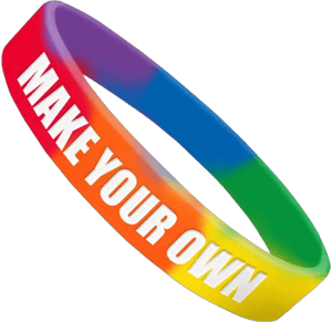 Custom Wristbands - 100% Silicone - Classic Rubber Bracelets (1ct, Rainbow Segment) by Wristband Bros