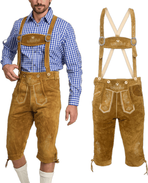 Steigenhöfer Men's Manufaktur Steigenhöfer Long Bavarian Lederhosen for Oktoberfest Designed in Germany