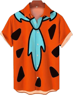 Flintstones Modern Cartoon Tie Pattern Print Short Sleeve Shirt