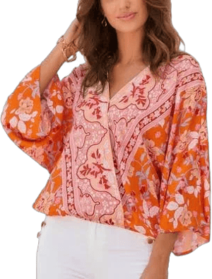 Lascana Women's Floral Print Wrap Blouse