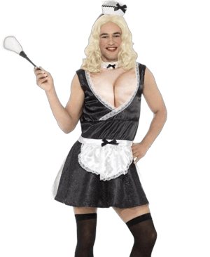 French Maid Men's Padded Digital Print Costume