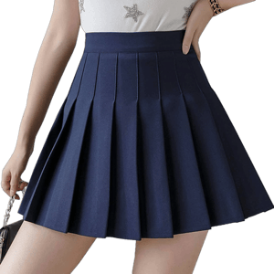 Girls Women Apriddeo High Waisted Pleated Skirt Plain Plaid A line Mini Skirt Skater Tennis School Uniform Skirts Lining Shorts