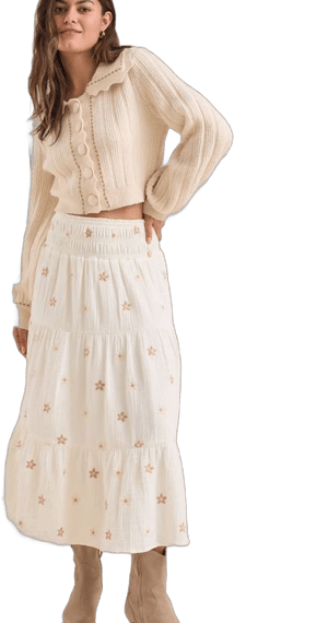 Altar'd State Mazi Floral Cotton Midi Skirt