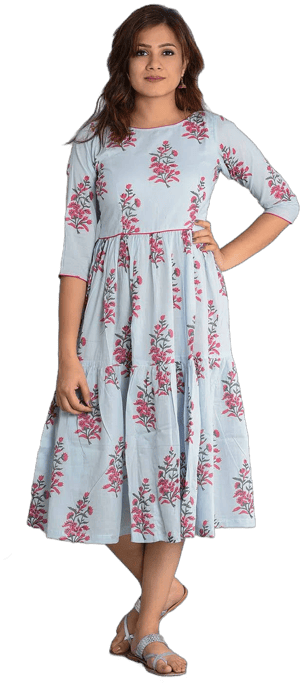 Panash India Floral Block Printed Indo Western Dress